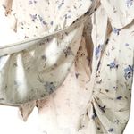 ASTR NWT Top Flutter Sleeve Linen Blend Faux Wrap Top Periwinkle Floral Size XL Photo 7