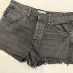 Free People High Rise Black Denim Jean Short Shorts 27 Raw Edge Frayed Cutoff Photo 1