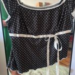 SheIn Retro Black & White Polka Dot Asymmetric Hem Bowknot Women Tank Top Photo 5