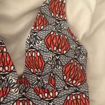 ZARA  | African Style Print Lantern Crop Top Plunge V XS Navy Red Photo 6