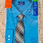 Apt. 9 NIB $50  Blue Jewel Dress Shirt & Tie Set L 16-16.5 Extra Slim Fit 32/33 Photo 0