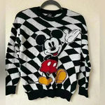 Disney Mickey Mouse black & white graphic sweater Checkered Sweater XS Photo 0