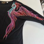 Bob Mackie  Sequin Peacock Vintage 90s Rhinestone Eye Dolman Sleeve Top Black M Photo 8