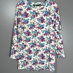 Hunt Club Women's Vintage White Preppy Mock Neck Top - Medium - 1990's Floral Photo 0