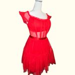 City Studio Vibrant Red Dress with a corset style design. Size undefined Photo 6