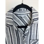 Adrienne Vittadini Short Sleeve Linen Striped Dress Size Small Boho Gray White Photo 1