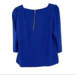 ZARA  Blue Puff Shoulder 3/4 Blouse Zip Back Photo 3