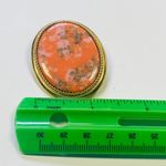 Sarah Coventry Coraline Brooch Pendant Pink Orange Gold Tone Glitter Lucite Oval Photo 12