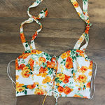 WAYF  Orange and Yellow Floral Lace-Up Tank Top Photo 0