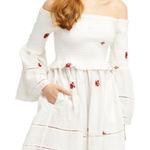 Free People  Ivory White Counting Daisies Embroidered Mini Dress Medium Photo 0