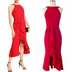 NICHOLAS Red Piper Dress Sleeveless Ruffles Cocktail Dress Designer US 2 Flawed Photo 1