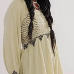 Free People  What A Feeling Tunic Top M Ivory‎ Boho Babydoll Hippie Retro #DD13-1 Photo 0
