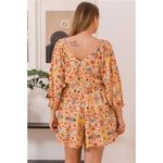 Oddi NWT Full Size Printed Ruff Sleeve Romper with Pockets Photo 1