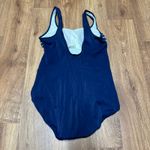 Lands' End  Womens Navy White Striped One Piece Swim Suit 10 Modest Built in Bra Photo 1