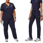 FIGS  Women’s Yola Skinny Scrub Pants Pull On Drawstring Mid Rise in Navy XL Photo 2