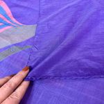 Vintage Purple Abstract Peacock Print Silk Scarf Hand Rolled Edges 40x40" EUC Photo 8