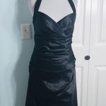 Bill Levkoff  Black Satin Halter Neck Cocktail Evening Formal Dress Size 8 Medium Photo 7