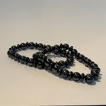 Natural Hematite Beaded Bracelets Set of 2 Stretch Elastic Stone Beads Black Photo 1