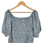 Zenobia Blue All Over Smocked Floral Print Top size 2X NWT Short Puff Sleeves Photo 1