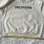 True Religion  Women's Arch Logo Boyfriend Hoodie Top Winter White size XL Photo 8