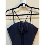 XScape Women's Rosette Halter Gown Sleeveless Front slit Formal Dress Navy 10 Photo 3