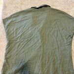Briggs New York Briggs Linen Blend Button Up Short Sleeve Top - Olive Green - Size XL Photo 2
