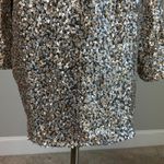 AQUA Silver Sequined Long Sleeve Mini Shift Cocktail Dress Size 14 Boat Neck by  Photo 5