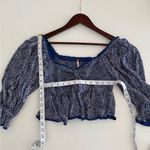 Free People  Britnee Print Smocked Floral Blue Women's Top Photo 9