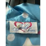 Vintage JOLIE Intimate Satin Collared‎ Pajama Top Size M Turquoise Stars Blue Size M Photo 3