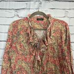 Vintage LRL Ralph Lauren paisley blouse Y2K ruffle western boho top red tan S Photo 4