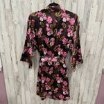 Cabernet Satin Robe Kimono Women's Brown Floral Pasiley Animal Belted Pockets XL Pink Photo 3