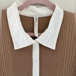 Anthropologie  Ribbed Knit Polo Dress Tan size large stretch Photo 5