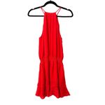 Parker  Williame Silk Halter Mini Dress Red Sz Medium‎ Photo 2