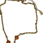 Anne Klein  Vintage Elegant Orange Heart White Stones Gold Tone Necklace … Photo 8