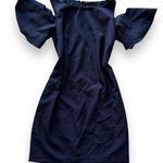 Leslie Fay Navy Cold Shoulder Shift Dress - Size 8 Photo 0