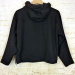 Reiss Arden Hoodie Womens M Black Crop Jersey Rib Zip Relaxed Loungewear Rock Photo 2