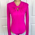 Farm Rio Sz M  Pink Knotted Long Sleeve Bodysuit NWOT $121 MSRP Photo 1