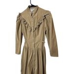 Donna Morgan Corduroy Button Front Midi Dress with Ruffle Collar Tan Size S Photo 1