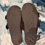 Haute Hippie  chic dark brown leather sandals with striking gold buckles. Photo 2