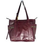 Fossil Caitlyn Leather Tote Handbag Burgundy Brandy Purse Bag Photo 3