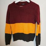 SheIn Sweater Colorblock Stripe Red Yellow Green Knit Business Casual Fall Cute Photo 0