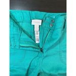 Chico's  1 Linen Blend Bermuda Shorts Women's‎ Small Kelly Green Roll Tab Hem Prep Photo 3