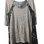 H.I.P. Tunic Top Blouse‎ Sheer Panel 3/4 Sleeve Casual Beige Black Size S Photo 0