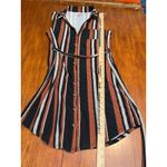 No Boundaries NWT  Striped Womens Shirt Belt Size M 7 9 Orange Black Top Blouse Photo 3