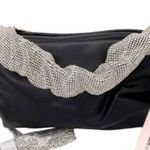 AQUA Women's Black Scrunchie Mini Crossbody Bag Black Rhinestone Strap New Photo 4