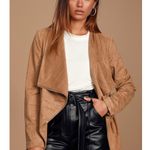 Lulus  Wild at Heart Tan Vegan Suede Moto Fall Jacket S NWT Photo 1