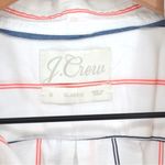 J.Crew Classic Fit Washed Cotton Poplin Shirt in White Blue Stripe Women's 10 Photo 6