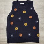 Madewell Navy Blue Sleeveless Knit Sweater Vest Embroidered Floral Size XXS Photo 1