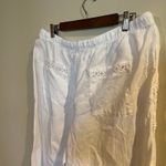 Joie  Wide Leg Pants 100% Linen Flax White Beachy Embroidered Details Womens XL Photo 2