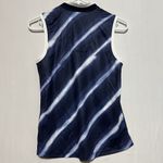 Lady Hagen Golf Top Women's XS Navy Blue Shibori Striped Split Neck Sleeveless Photo 8